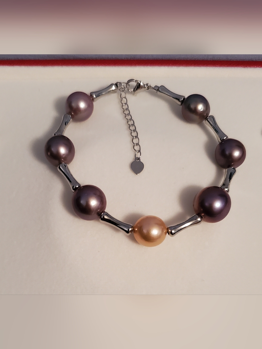 Natural Freshwater Purple and Gold 10-12mm Edison Pearl Bracelet